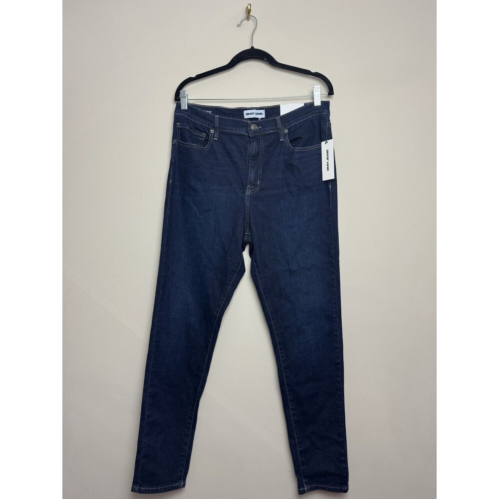 DKNY Womens Essex Skinny Jeans Size 14 Cotton Stretch Dark Wash High Rise